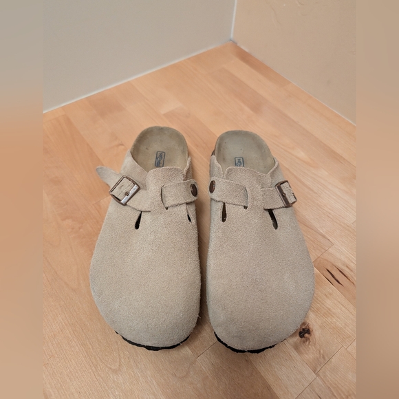 Birkenstock Boston Soft Footbed Suede Natural Tan Size 39 EUC - Picture 4 of 13